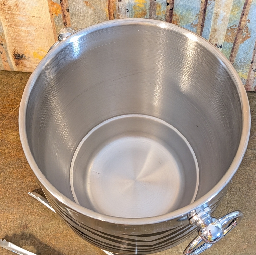 OGGI Stainless Steel Zebra Print Ice Bucket with Tongs - Picture 5 of 13